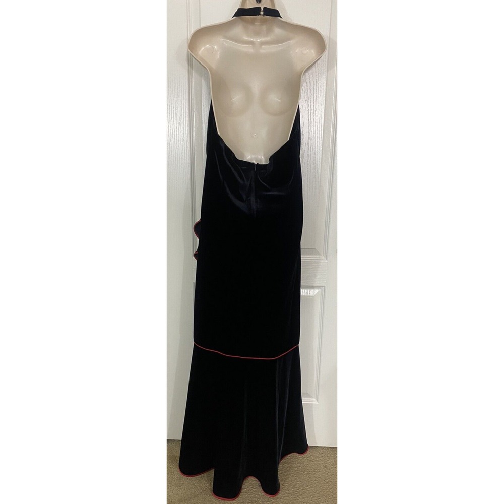 Vintage Niki Livas Dress 14W Black Red Velvet Whimsigoth Halter HOCO Vamp Formal - Picture 7 of 16
